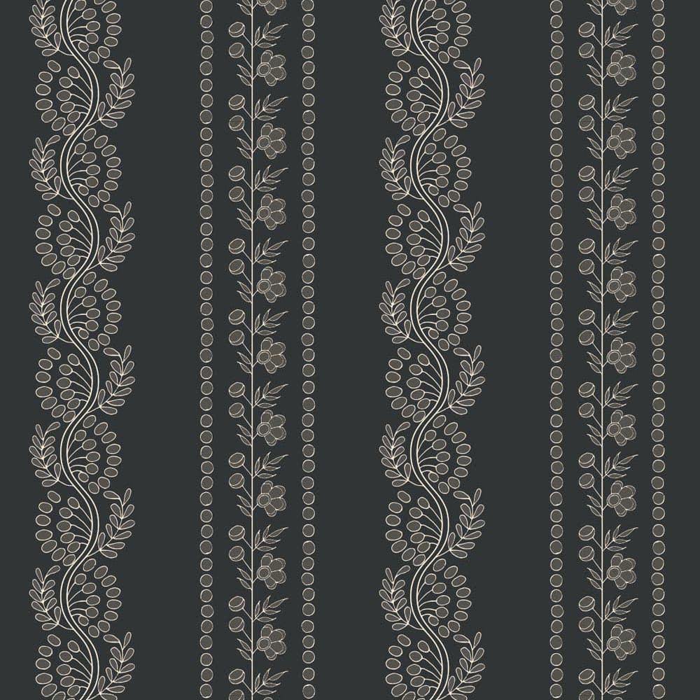 Botanic Stripe Wallpaper-Mitchell Black-MITCHB-WC412-SB-PM-10-Wall DecorPatterns Soot Black-Premium Matte Paper-9-France and Son