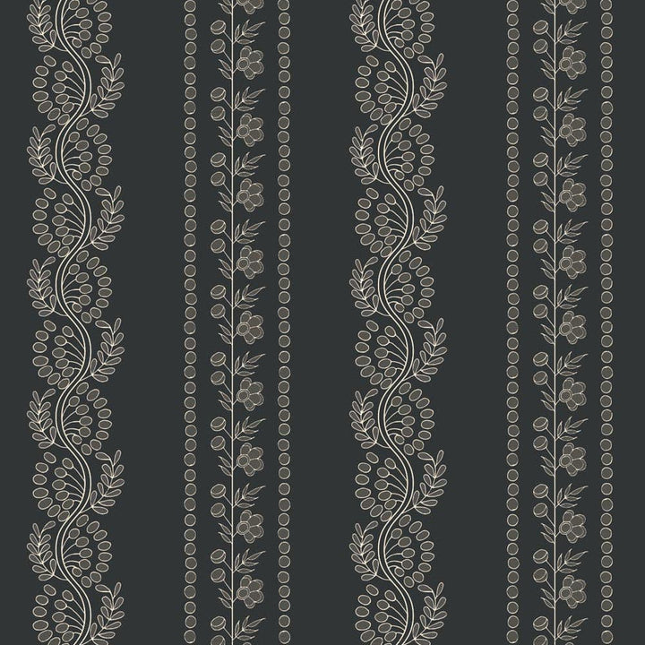 Botanic Stripe Wallpaper-Mitchell Black-MITCHB-WC412-SB-PM-10-Wall DecorPatterns Soot Black-Premium Matte Paper-9-France and Son