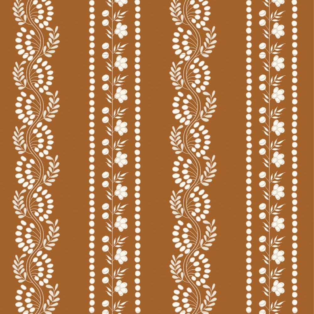 Botanic Stripe Wallpaper-Mitchell Black-MITCHB-WC412-TC-PM-10-Wall DecorPatterns Terracotta-Premium Matte Paper-10-France and Son