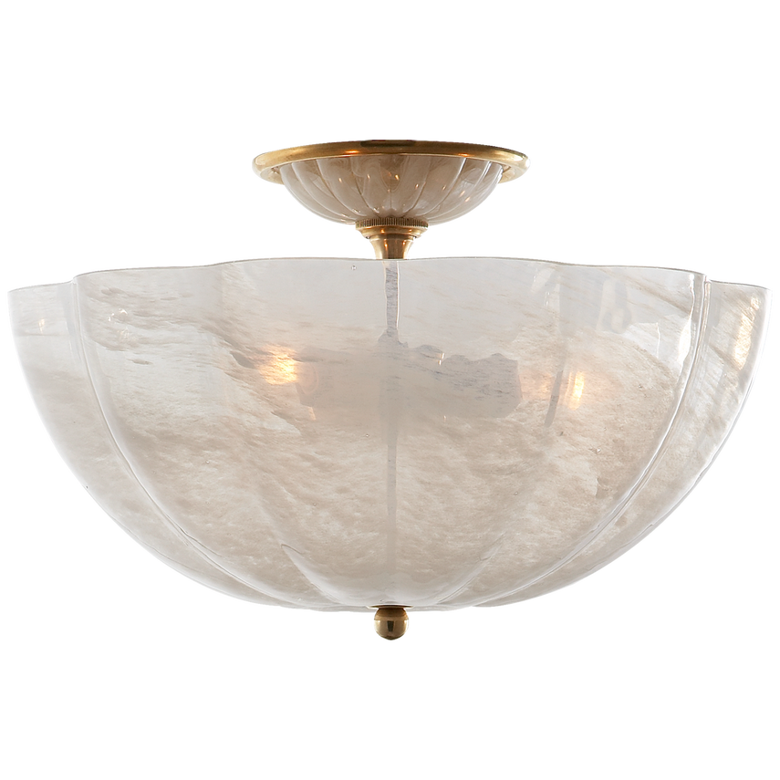 Rosedale Semi-Flush with White Strie Glass-Visual Comfort-VISUAL-ARN 4000HAB-WG-Flush MountsHand-Rubbed Antique Brass-1-France and Son