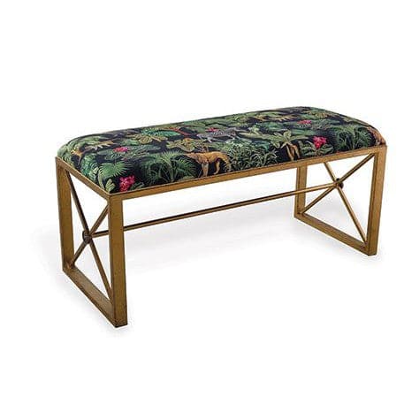 Medallion Bench with Le Tigre Fabric-Port 68-PORT-AFBS-222-36-BenchesGold Double Bench With Safari Black-5-France and Son