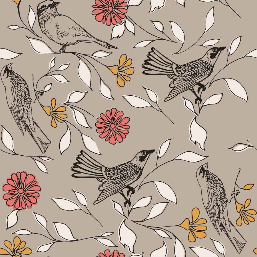 Birds Peel And Stick Wallpaper By Novogratz-Tempaper & Co.-Tempaper-BI476-Decor-1-France and Son