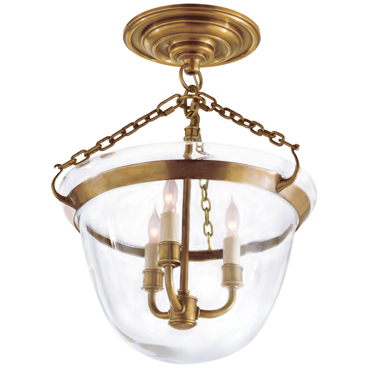 Cascade Semi-Flush Bell Jar Lantern-Visual Comfort-VISUAL-CHC 2109AB-Flush MountsAntique-Burnished Brass-1-France and Son