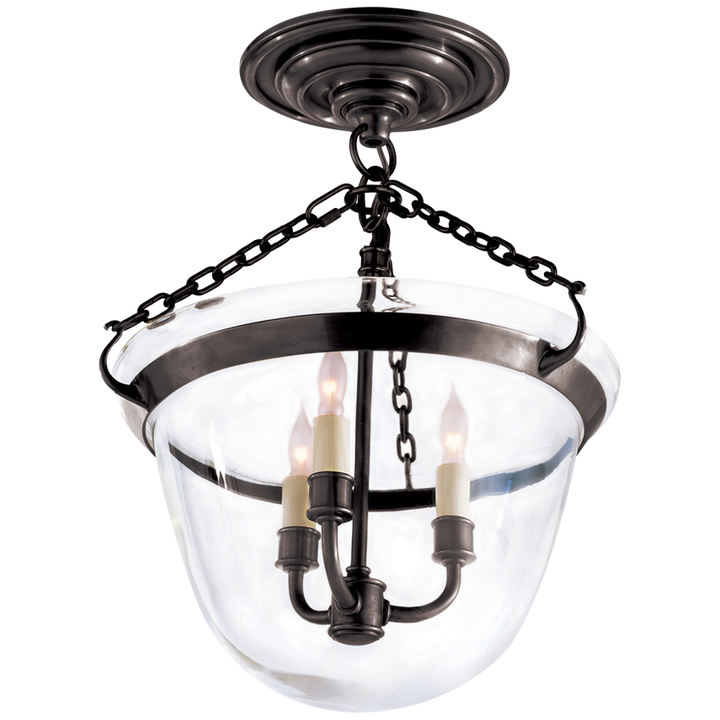 Cascade Semi-Flush Bell Jar Lantern-Visual Comfort-VISUAL-CHC 2109BZ-Flush MountsBronze-3-France and Son