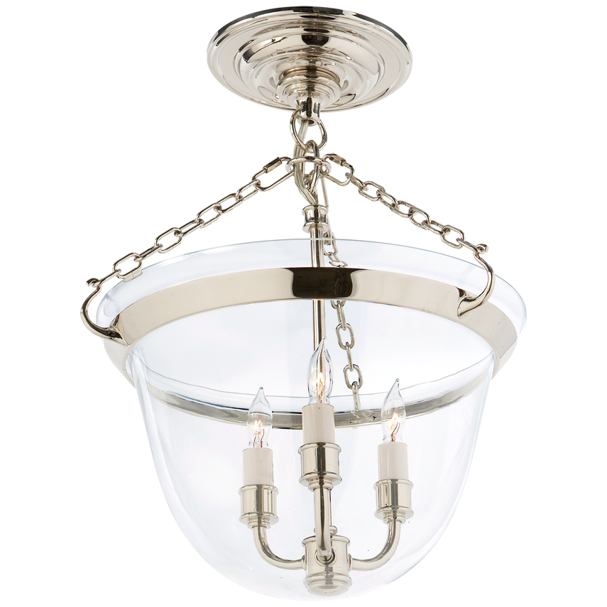 Cascade Semi-Flush Bell Jar Lantern-Visual Comfort-VISUAL-CHC 2109PN-Flush MountsPolished Nickel-4-France and Son