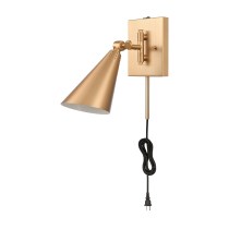 Whitmire 10.25'' High 1-Light Plug-In/Hardwire Sconce - Brushed Gold-Elk Home-ELK-EC89231/1-Wall Lighting-2-France and Son