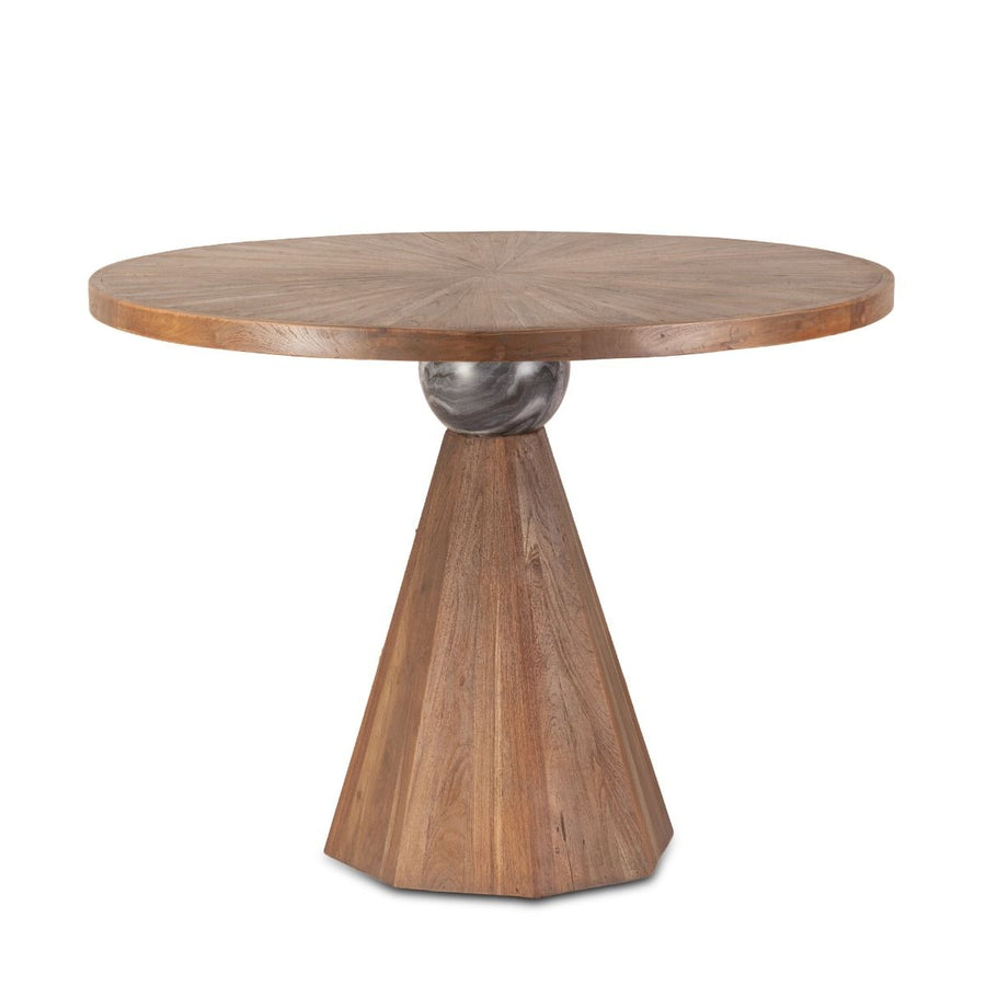 Eiffel 48" Teak Wood and Marble Round Gathering Table-Home Trends & Designs-HOMETD-FEI-GT48AF-Game Tables-1-France and Son