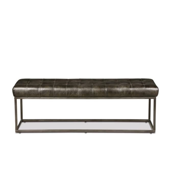 New York 54" Iron and Black Leather Bench-Home Trends & Designs-HOMETD-FNY-BN54BLK-Benches-1-France and Son