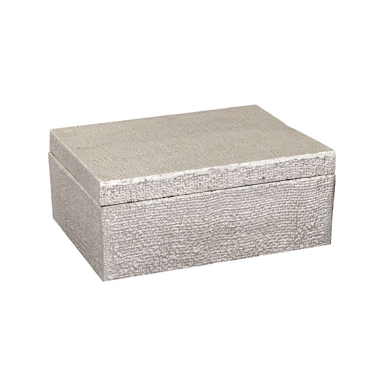 Square Linen Texture Box-Elk Home-ELK-H0807-10666-Baskets & BoxesAntique Nickel-1-France and Son