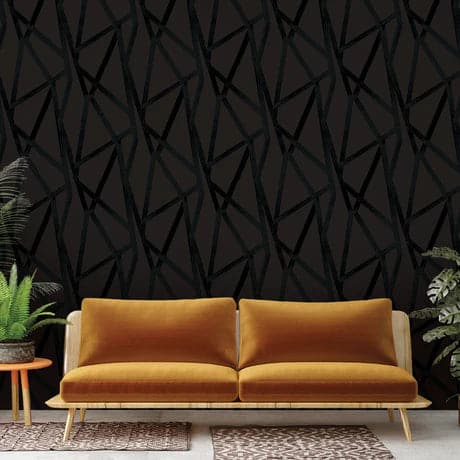 Intersections Peel And Stick Wallpaper By Genevieve Gorder-Tempaper & Co.-Tempaper-IN14024-DecorBlack on Black-4-France and Son