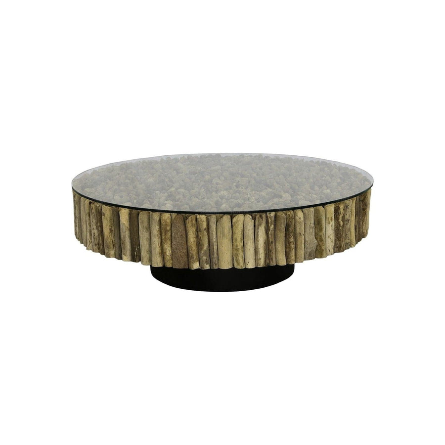 Manhattan Coffee Table - Round - with Glass-Phillips Collection-PHIL-PH112234-Coffee Tables-1-France and Son