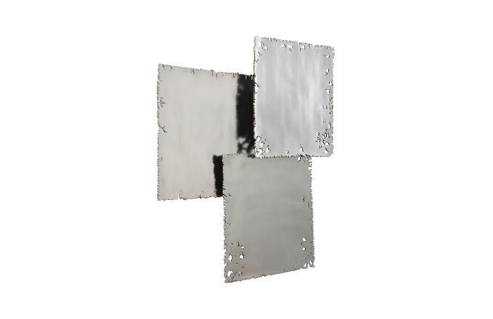 Galvanized Square Wall Tile Silver Leaf, Set 3-Phillips Collection-PHIL-PH75349-Wall Decor-2-France and Son