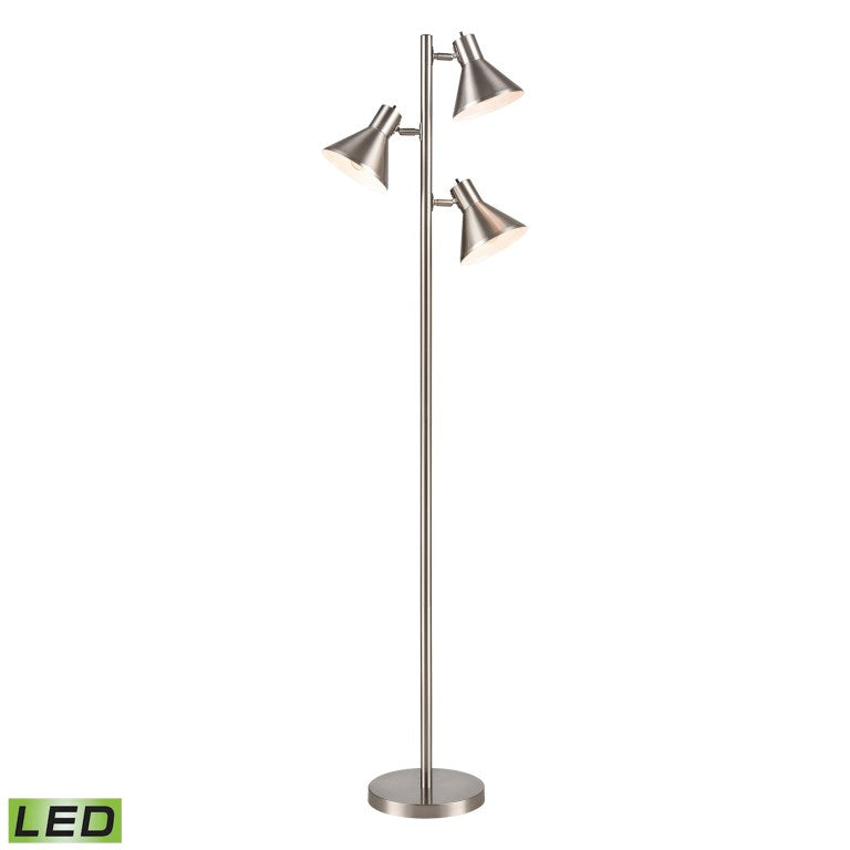 Loman 65'' High 3-Light Floor Lamp - Satin Nickel - Includes LED Bulbs-Elk Home-ELK-S019-7279-LED-Floor Lamps-1-France and Son