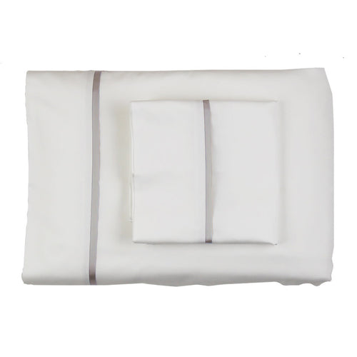 Silk Trim Sheet Set in White-Ann Gish-ANNGISH-SSCSKTR-WHI-SIL-BeddingWhite Silver-King-6-France and Son