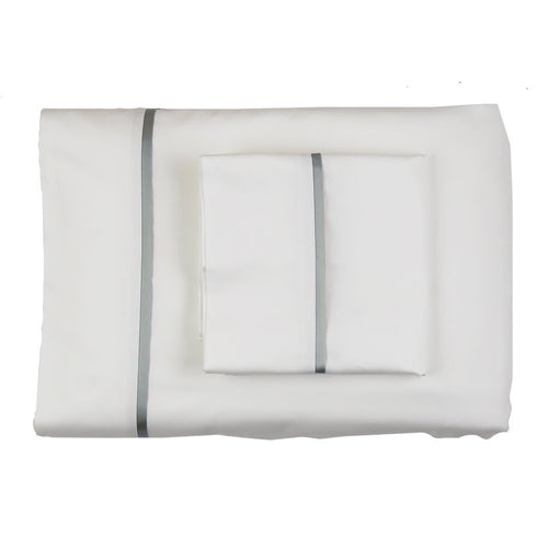 Silk Trim Sheet Set in White-Ann Gish-ANNGISH-SSCSKTR-WHI-FRO-BeddingWhite Frost-King-3-France and Son