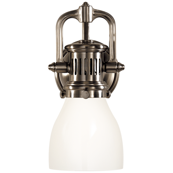 Yuna Suspended Sconce-Visual Comfort-VISUAL-SL 2975AN-WG-Bathroom LightingAntique Nickel-White Glass Shade-1-France and Son