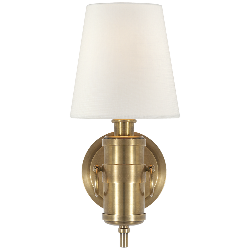 Jodie Sconce-Visual Comfort-VISUAL-TOB 2730HAB-L-Wall LightingHand-Rubbed Antique Brass-Linen Shade-5-France and Son