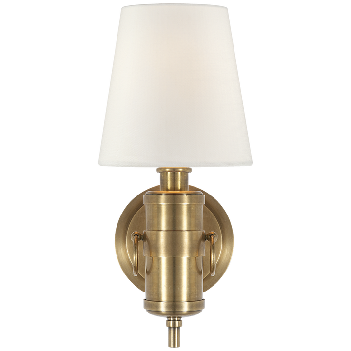 Jodie Sconce-Visual Comfort-VISUAL-TOB 2730HAB-L-Wall LightingHand-Rubbed Antique Brass-Linen Shade-5-France and Son
