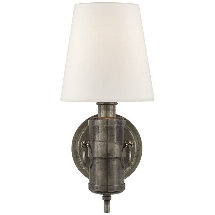 Jodie Sconce-Visual Comfort-VISUAL-TOB 2730SHS-L-Wall LightingSheffield Silver-Linen Shade-7-France and Son