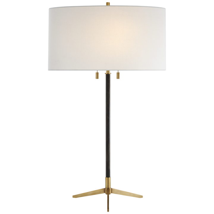 Carol Table Lamp-Visual Comfort-VISUAL-TOB 3194BZ/HAB-L-Table LampsBronze and Hand-Rubbed Antique Brass-Linen Shade-1-France and Son