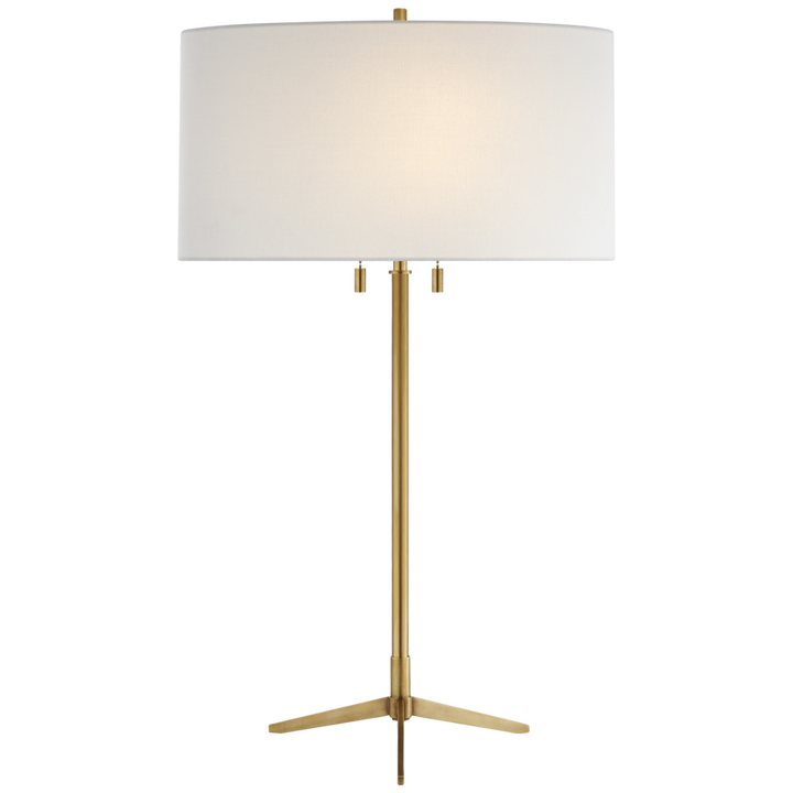 Carol Table Lamp-Visual Comfort-VISUAL-TOB 3194HAB-L-Table LampsHand-Rubbed Antique Brass-Linen Shade-3-France and Son