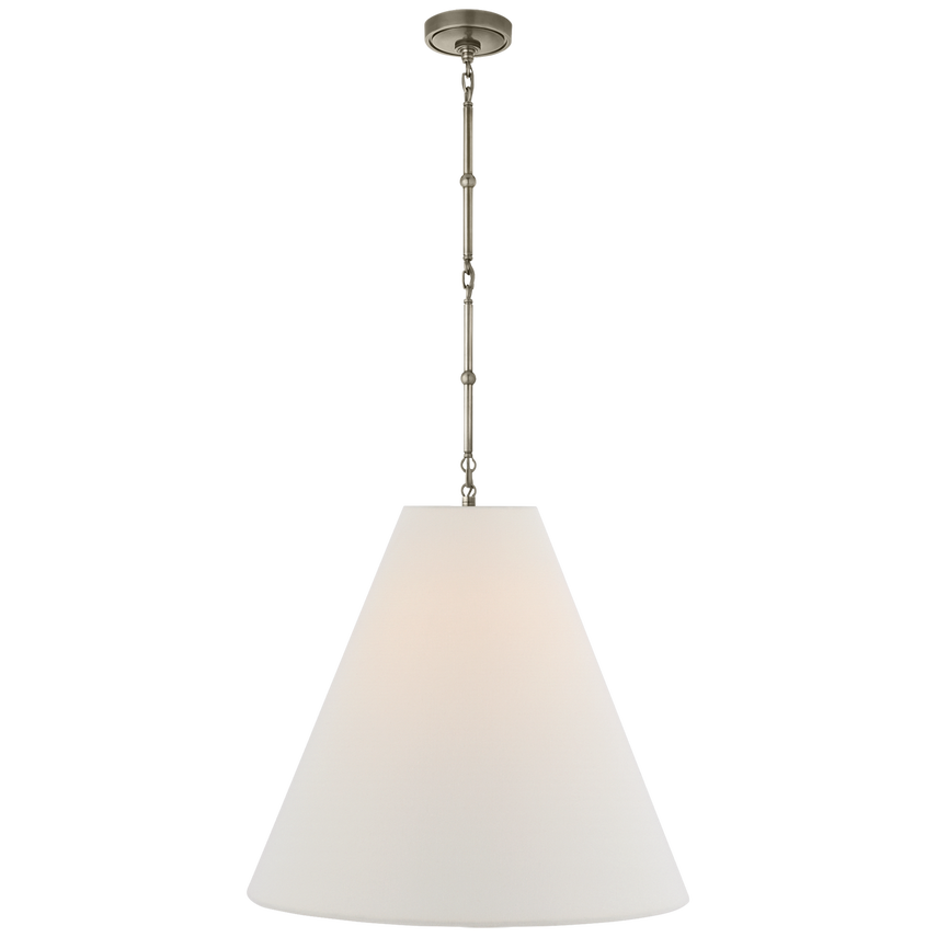 Greatman Large Hanging Lamp-Visual Comfort-VISUAL-TOB 5014AN-L-ChandeliersAntique Nickel with Linen Shade-11-France and Son