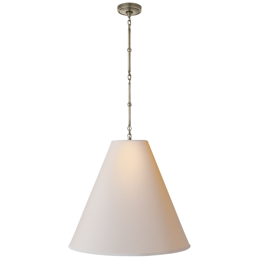 Greatman Large Hanging Lamp-Visual Comfort-VISUAL-TOB 5014AN-NP-ChandeliersAntique Nickel with Natural Paper Shade-12-France and Son