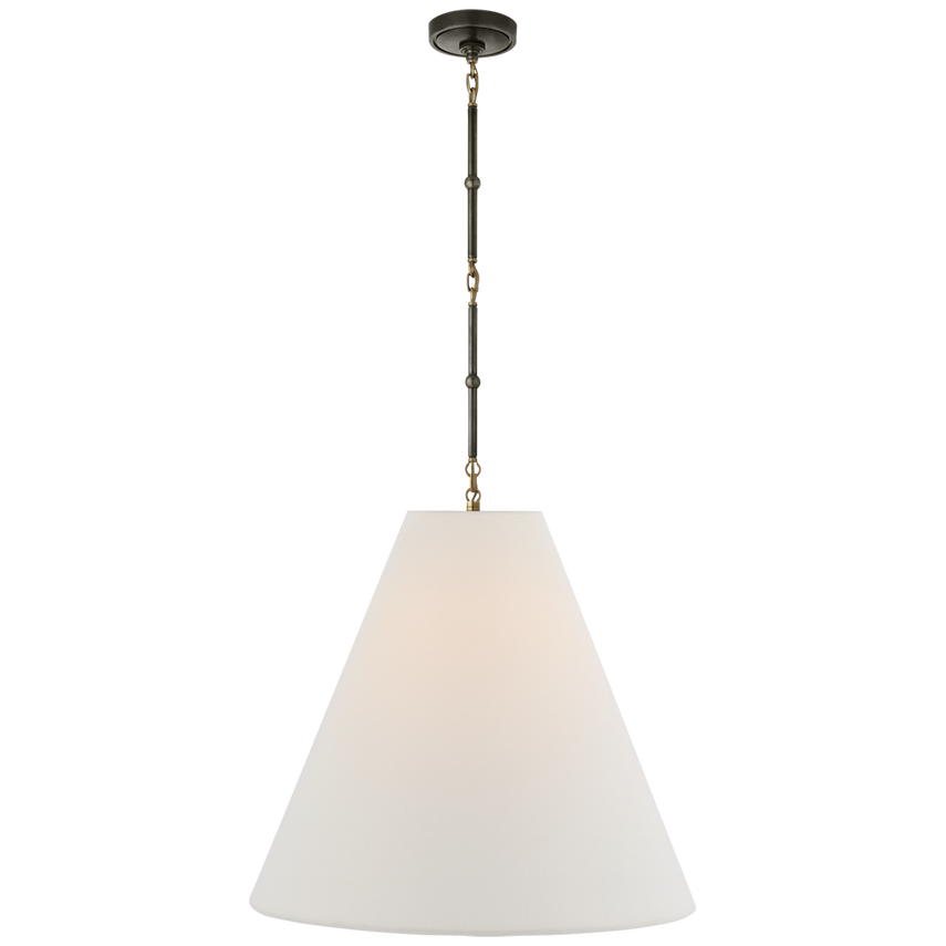Greatman Large Hanging Lamp-Visual Comfort-VISUAL-TOB 5014BZ/HAB-L-ChandeliersBronze and Hand-Rubbed Antique Brass with Linen Shade-13-France and Son