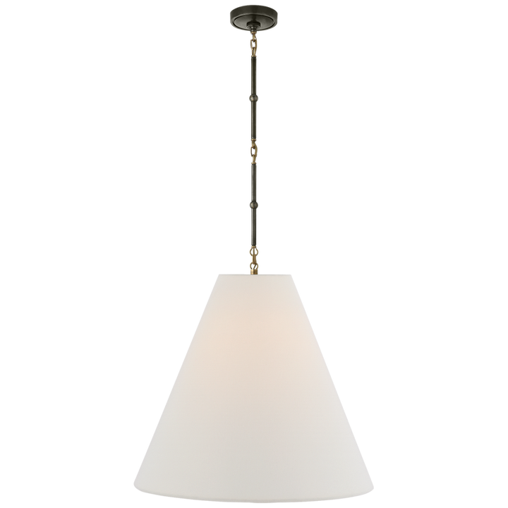 Greatman Large Hanging Lamp-Visual Comfort-VISUAL-TOB 5014BZ/HAB-L-ChandeliersBronze and Hand-Rubbed Antique Brass with Linen Shade-13-France and Son