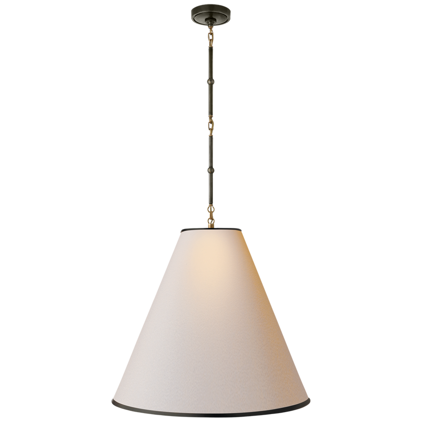 Greatman Large Hanging Lamp-Visual Comfort-VISUAL-TOB 5014BZ/HAB-NP/BT-ChandeliersBronze and Hand-Rubbed Antique Brass with Natural Paper Shade with Black Tape-14-France and Son