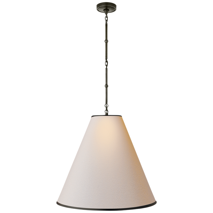 Greatman Large Hanging Lamp-Visual Comfort-VISUAL-TOB 5014BZ-NP/BT-ChandeliersBronze with Natural Paper Shade with Black Tape-15-France and Son