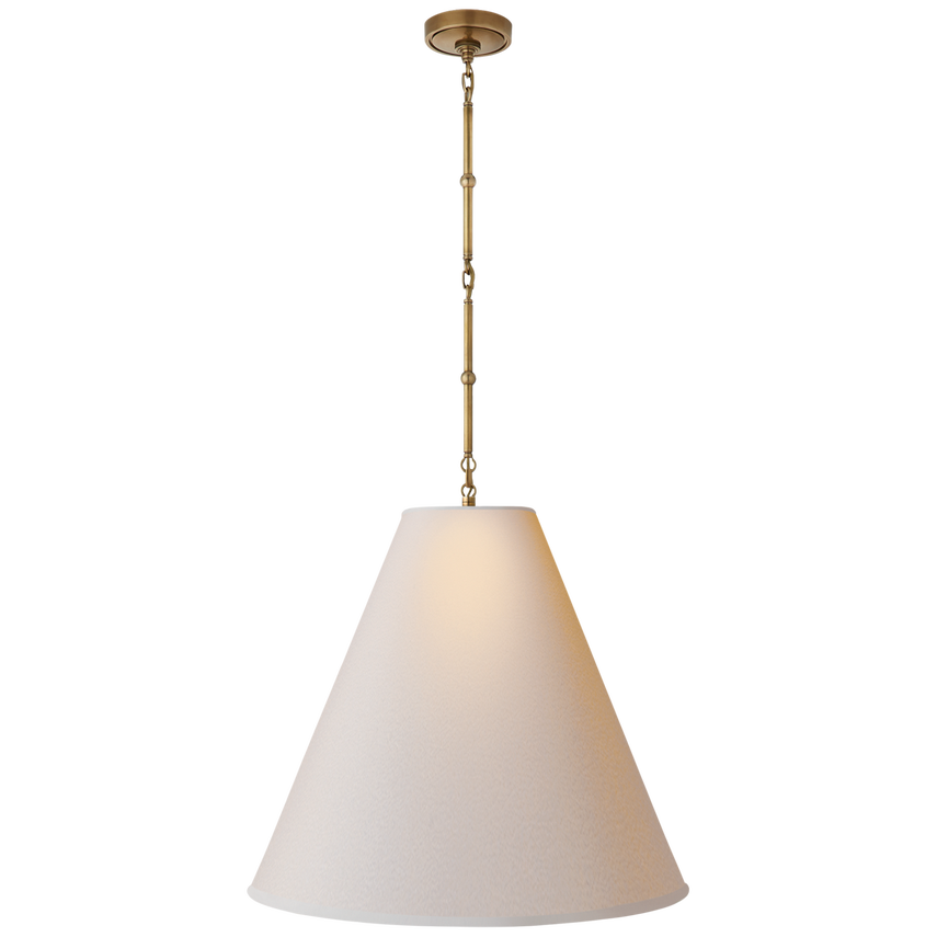 Greatman Large Hanging Lamp-Visual Comfort-VISUAL-TOB 5014HAB-NP-ChandeliersHand-Rubbed Antique Brass with Natural Paper Shade-17-France and Son
