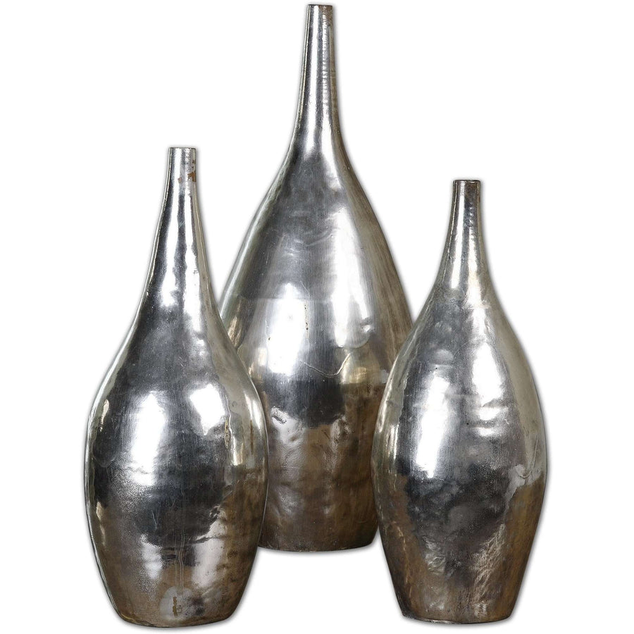 Uttermost Rajata Silver Vases S/3