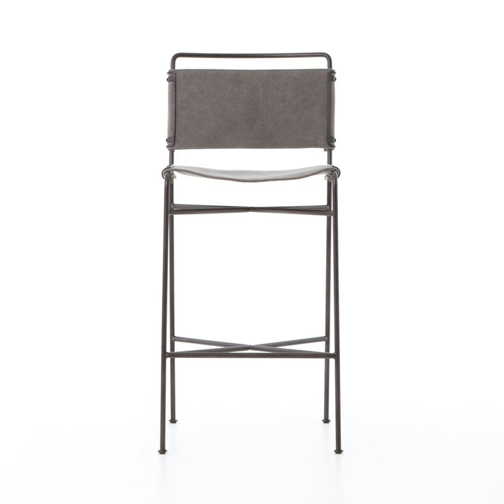 Wharton Bar + Counter Stool-Four Hands-FH-105861-025-Bar StoolsCounter-Distressed Black Faux Leather-27-France and Son