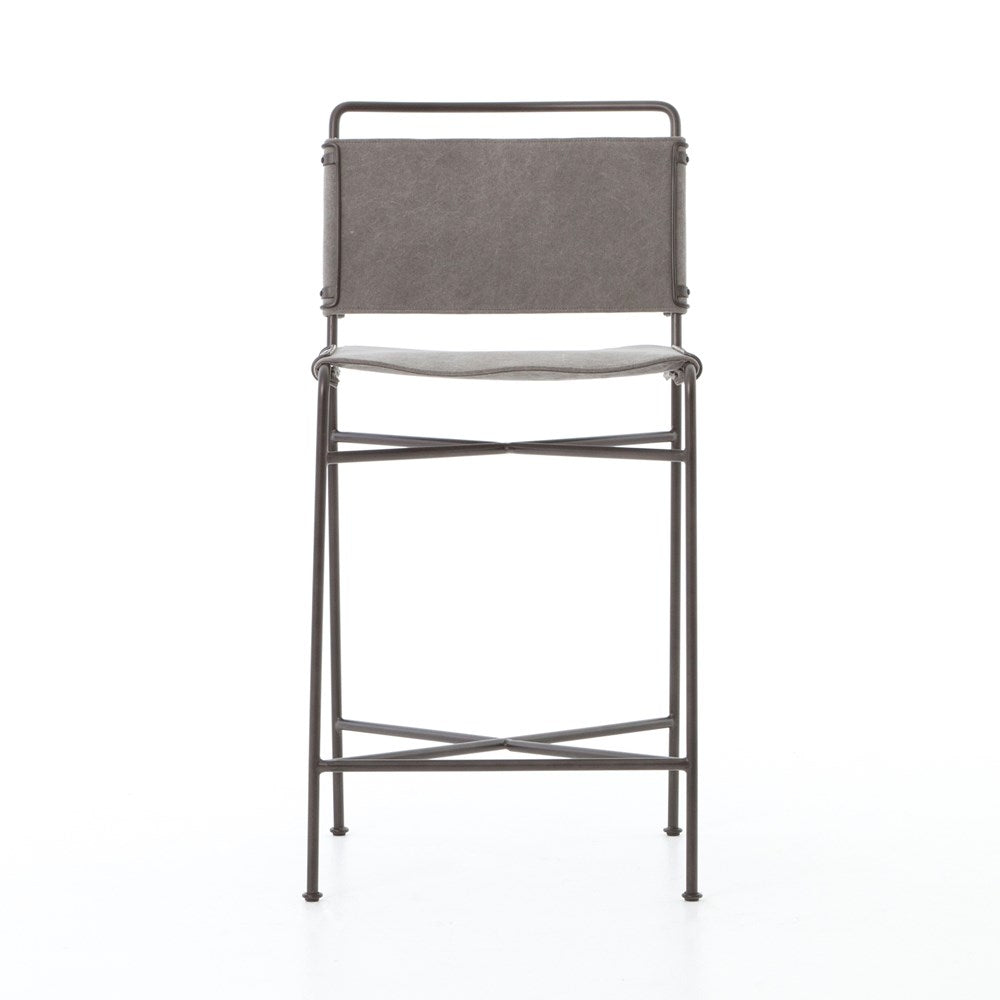 Wharton Bar + Counter Stool-Four Hands-FH-105861-025-Bar StoolsCounter-Distressed Black Faux Leather-8-France and Son