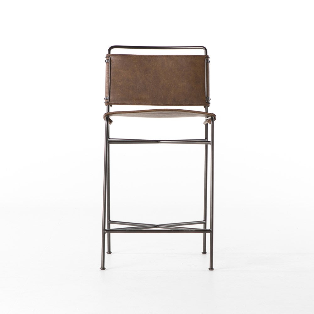 Wharton Bar + Counter Stool-Four Hands-FH-105861-025-Bar StoolsCounter-Distressed Black Faux Leather-13-France and Son