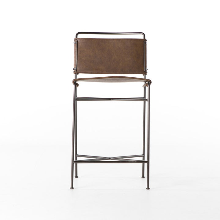 Wharton Bar + Counter Stool-Four Hands-FH-105861-025-Bar StoolsCounter-Distressed Black Faux Leather-13-France and Son