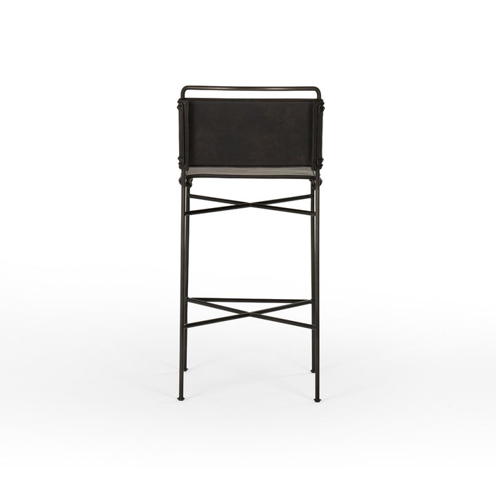 Wharton Bar + Counter Stool-Four Hands-FH-105861-025-Bar StoolsCounter-Distressed Black Faux Leather-25-France and Son