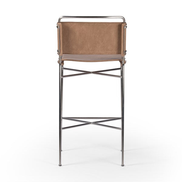 Wharton Bar + Counter Stool-Four Hands-FH-105861-025-Bar StoolsCounter-Distressed Black Faux Leather-41-France and Son