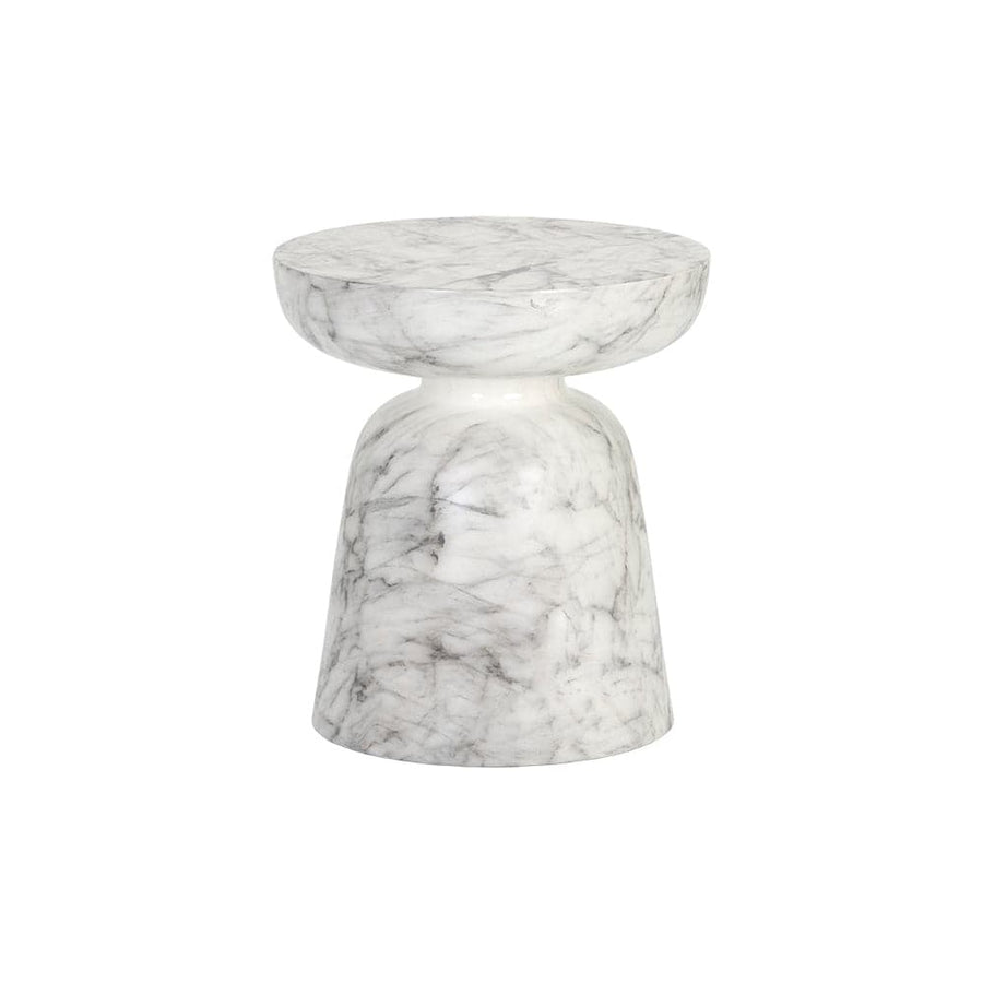 Lucida End Table - Marble Look - White-Sunpan-SUNPAN-106283-Side Tables-1-France and Son
