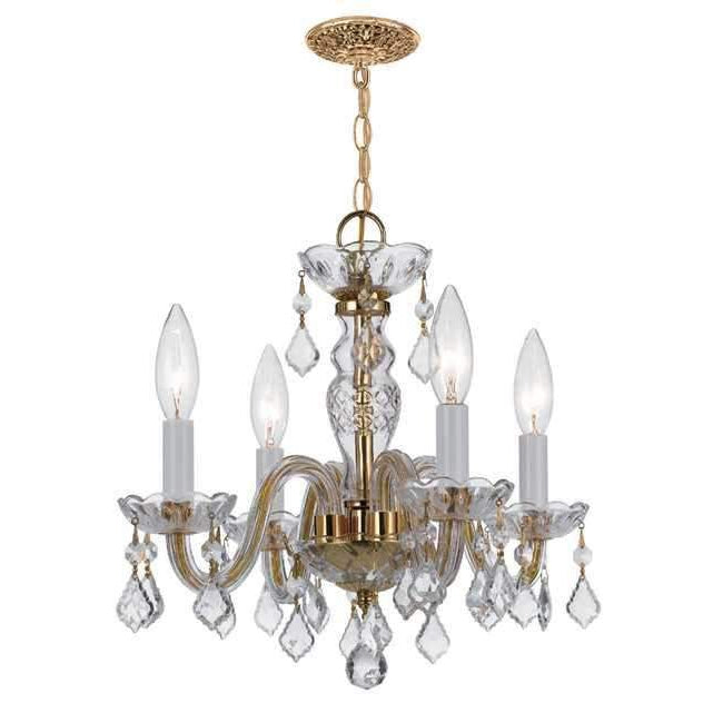 Traditional Crystal 4 Light Mini Chandelier-Crystorama Lighting Company-CRYSTO-1064-PB-CL-MWP-ChandeliersBrass-1-France and Son