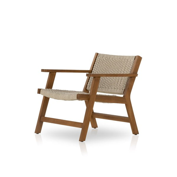 Delano Outdoor Chair & Ottoman-Four Hands-FH-106965-006-Outdoor Lounge ChairsChair-Natural Teak-Fsc / Ivory Rope-27-France and Son