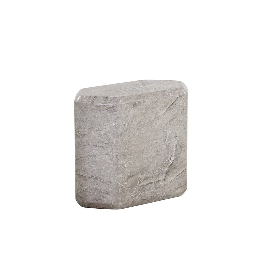 Spezza End Table - Low - Marble Look - Grey-Sunpan-SUNPAN-108957-Side Tables-1-France and Son