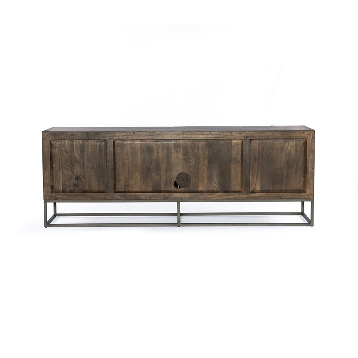Kelby Media Console-Four Hands-FH-109097-002-Media Storage / TV StandsCarved Vintage Brown-5-France and Son