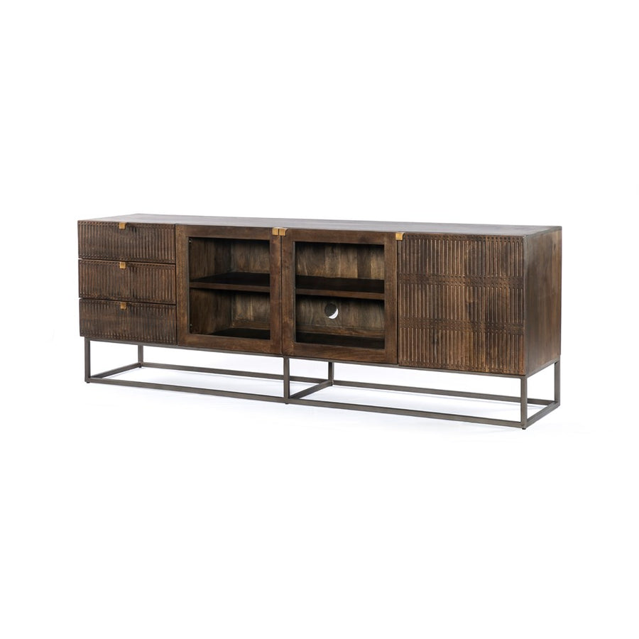 Kelby Media Console-Four Hands-FH-109097-002-Media Storage / TV StandsCarved Vintage Brown-1-France and Son