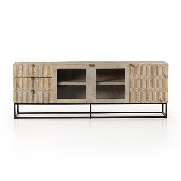 Kelby Media Console-Four Hands-FH-109097-002-Media Storage / TV StandsCarved Vintage Brown-9-France and Son