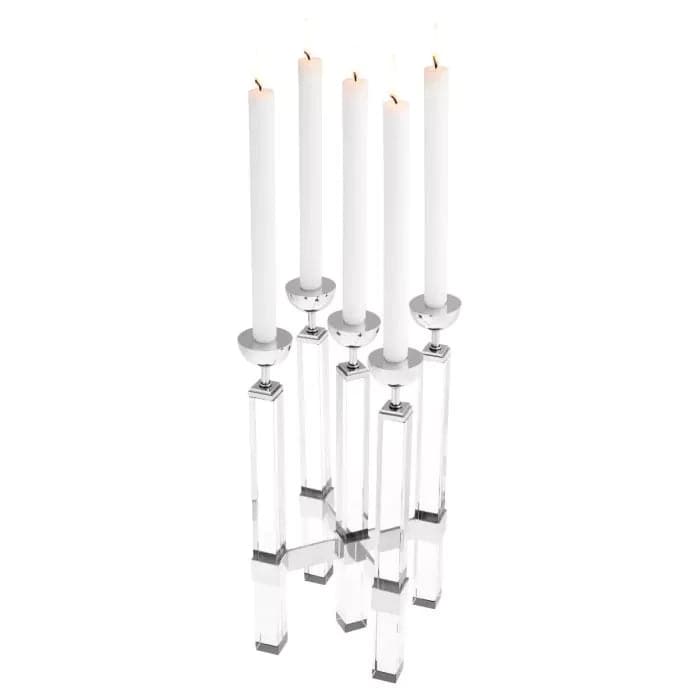 Candle Holder Naturale crystal glass nickel finish-Eichholtz-EICHHOLTZ-111816-Candle Holders-2-France and Son