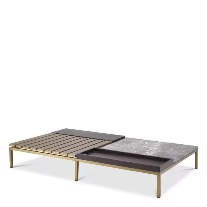 Coffee Table Forma brushed brass finish grey marble-Eichholtz-EICHHOLTZ-116087-Coffee Tables-1-France and Son