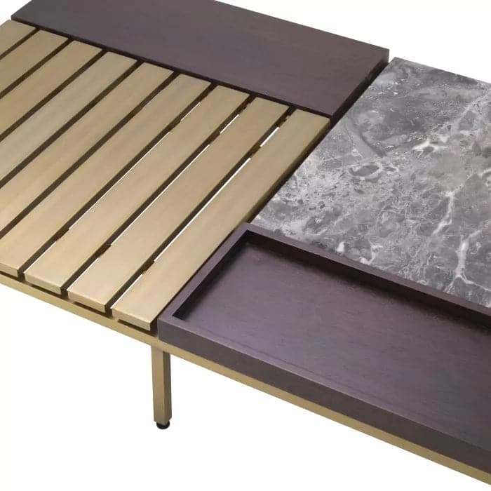 Coffee Table Forma brushed brass finish grey marble-Eichholtz-EICHHOLTZ-116087-Coffee Tables-2-France and Son