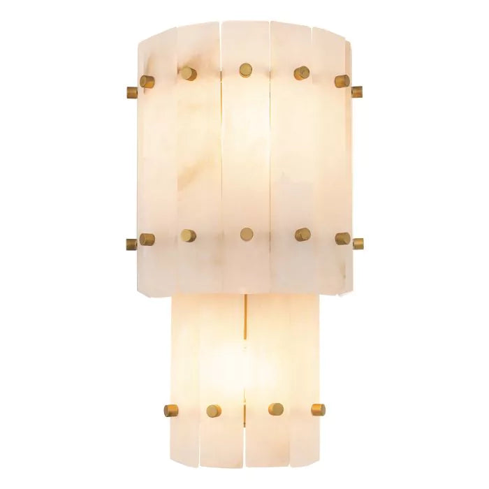 Wall Lamp Blason Double antique brass finish alabaster-Eichholtz-EICHHOLTZ-116698UL-Wall Lighting-1-France and Son